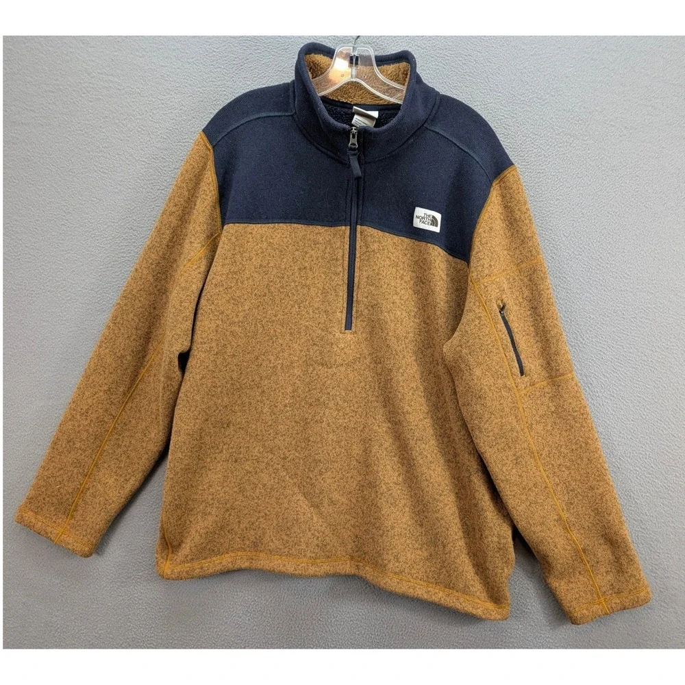 The North Face Fleece Pullover Gordon Lyons 1/4 Zip Sweater Men's XL Yellow Navy
